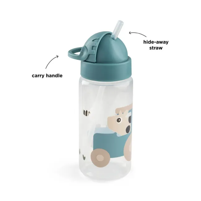 Sticla cu pai pentru copii Done by Deer Tiny Farm Albastru 350 ml