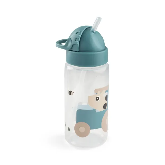 Sticla cu pai pentru copii Done by Deer Tiny Farm Albastru 350 ml