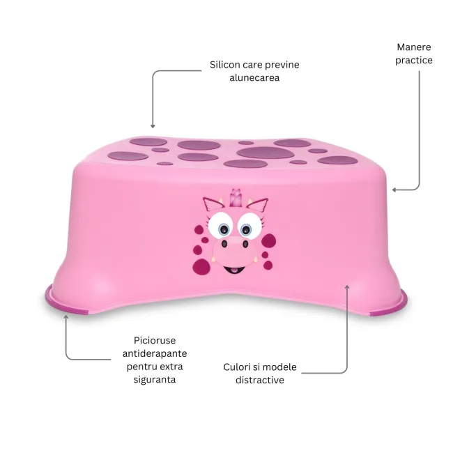 Treapta inaltatoare pentru copii, My Step Stool, Dragon roz