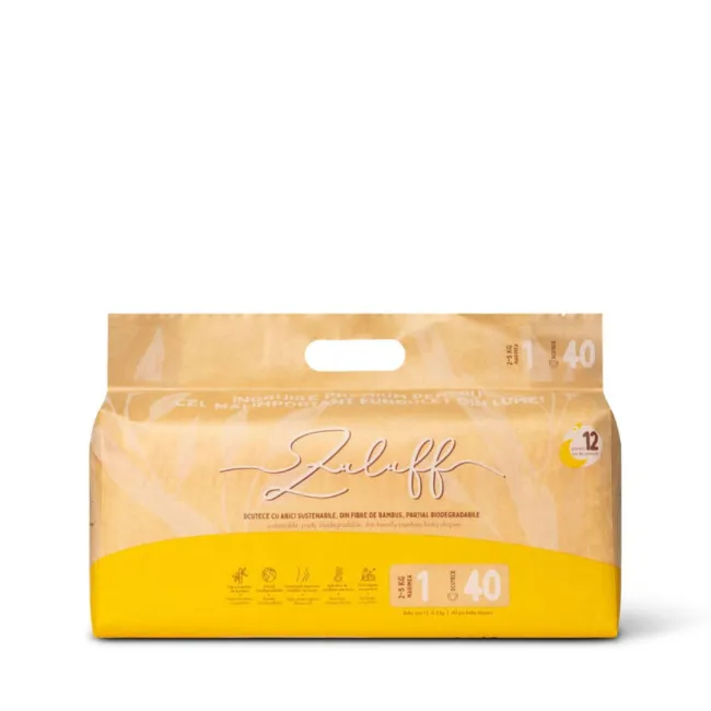 Zuluff scutece din bambus,  Marimea 1 , 2-5 kg, 40 buc