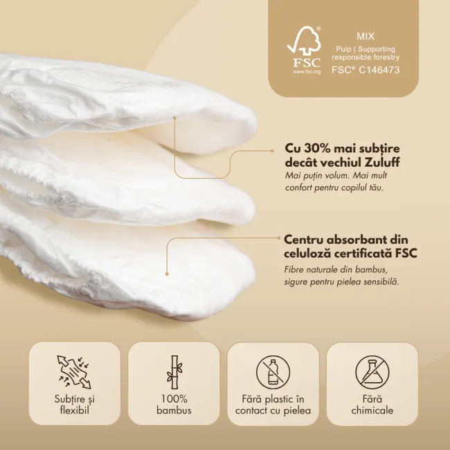 Zuluff scutece din bambus,  Marimea 4 , 10-15 kg, 28 buc