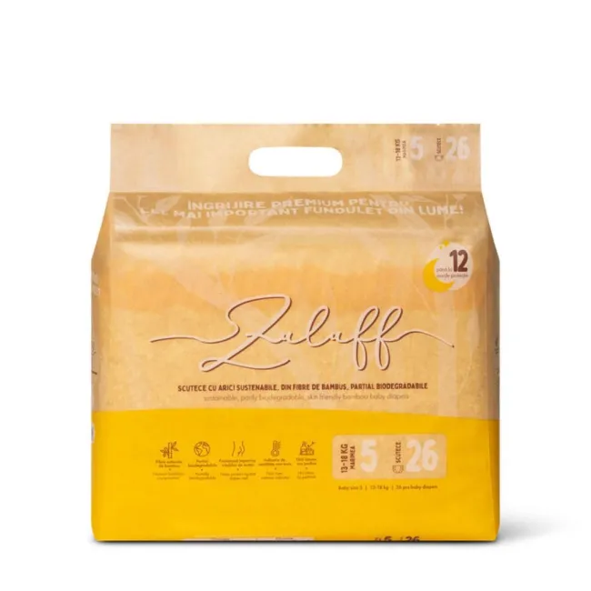 Zuluff scutece din bambus, Marimea 5, 13-18 kg, 26 buc