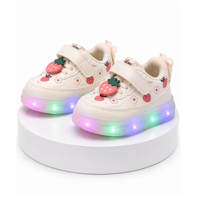 Adidasi albi cu luminite capsunele adt-19-1