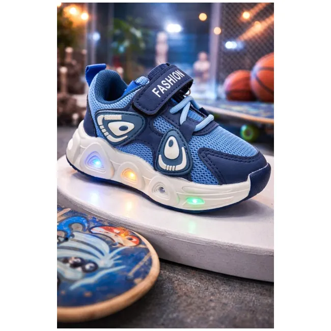 Adidasi cu luminite panda new style - navy blue adt-33-r