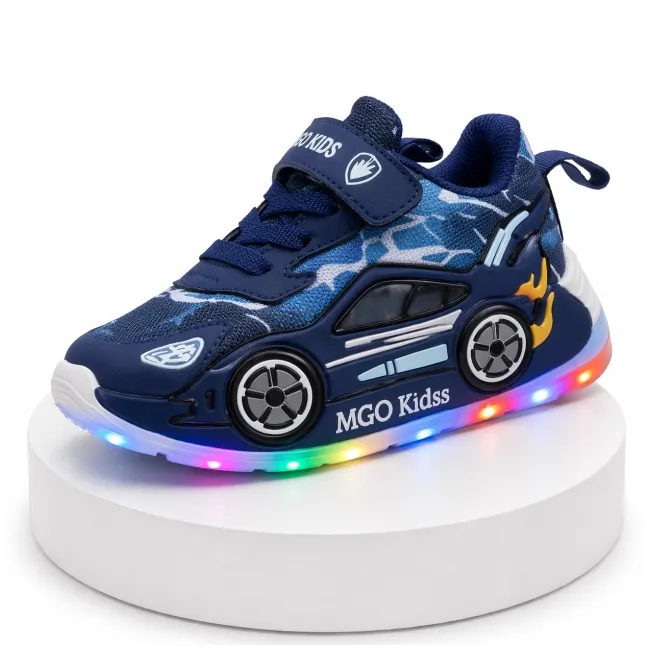 Adidasi cu luminite pentru baietei - masinuta albastra super led adled-1-2-r