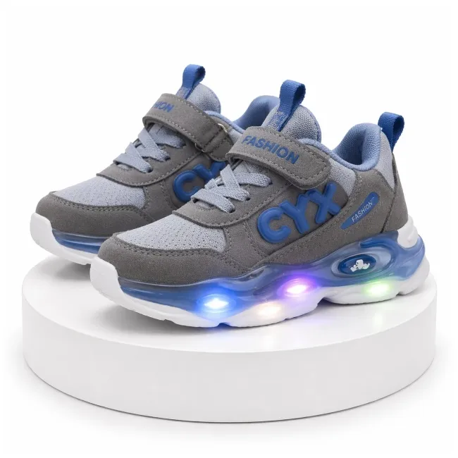 Adidasi gri cu luminite pentru baieti cyx adt-57-r