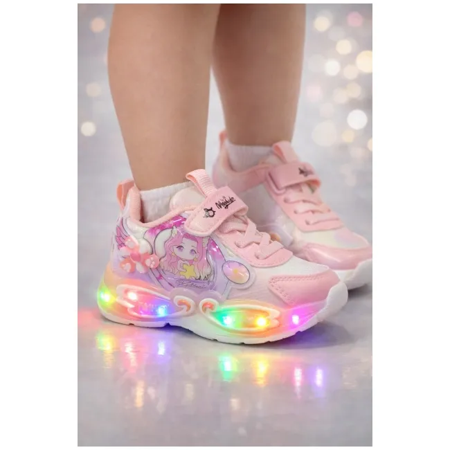 Adidasi pentru fetite, roz cu luminite led ad2026-r