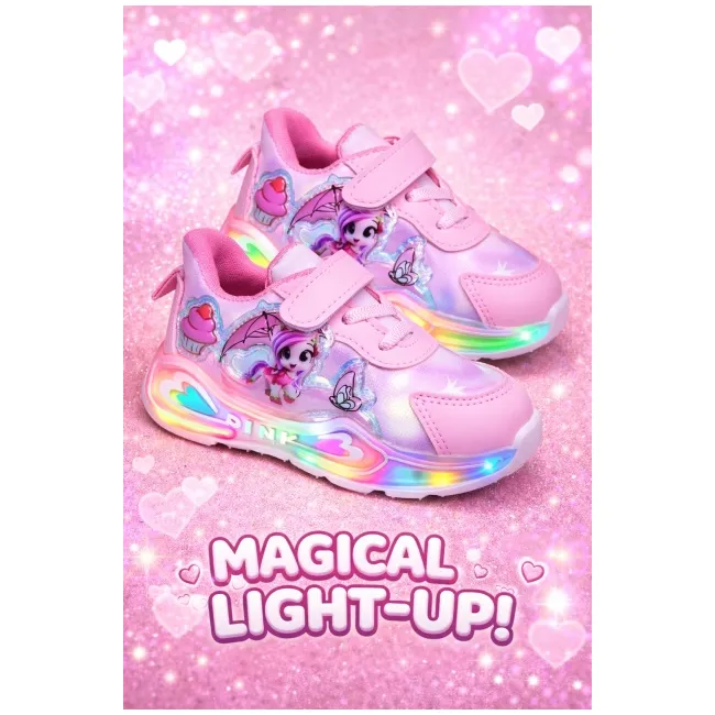 Adidasi roz cu luminite pentru fetite ponei adt-19-1