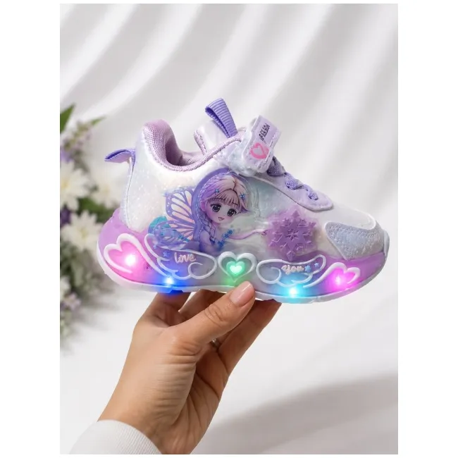 Pantofi sport cu luminite, model cu zana, piele ecologica, fete, mov ad30-8-7-7-r