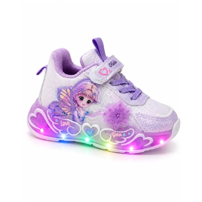 Pantofi sport cu luminite, model cu zana, piele ecologica, fete, mov ad30-8-7-7-r