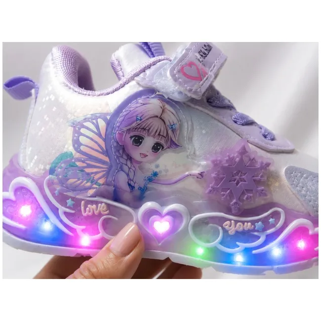 Pantofi sport cu luminite, model cu zana, piele ecologica, fete, mov ad30-8-7-7-r