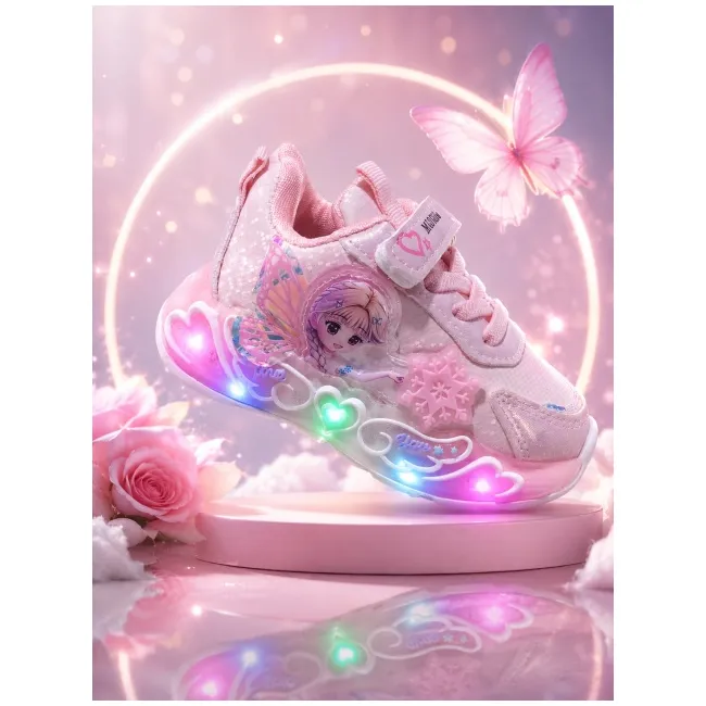 Pantofi sport cu luminite, model cu zana, piele ecologica, fete, roz ad30-8-7-8-r
