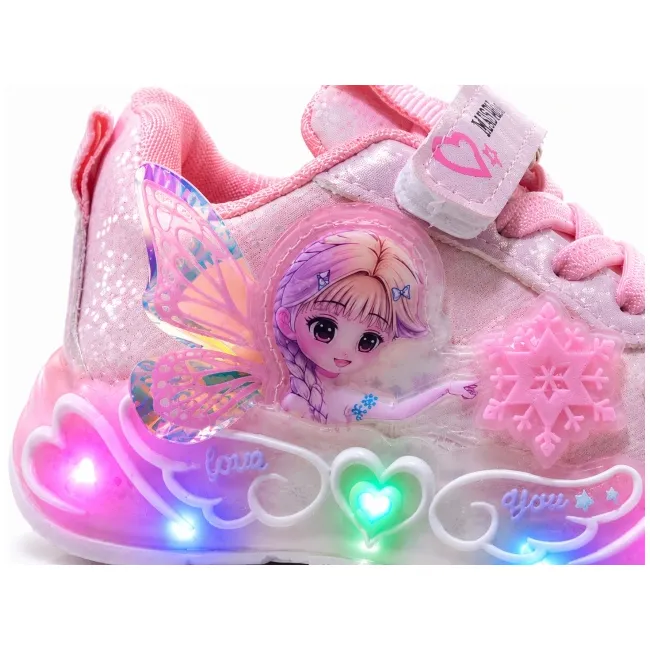 Pantofi sport cu luminite, model cu zana, piele ecologica, fete, roz ad30-8-7-8-r