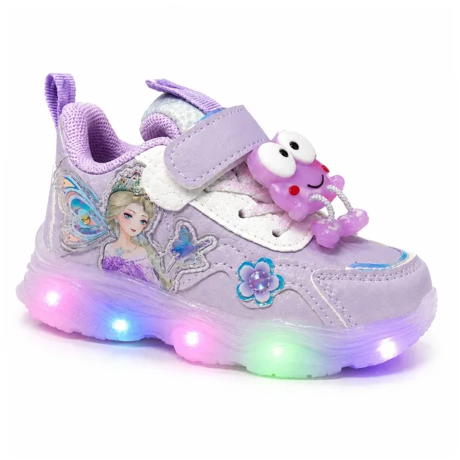 Pantofi sport cu luminite, model fairyland, piele ecologica, fete, mov ad30-80