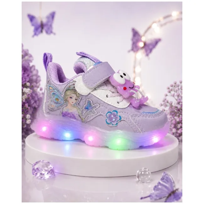 Pantofi sport cu luminite, model fairyland, piele ecologica, fete, mov ad30-80