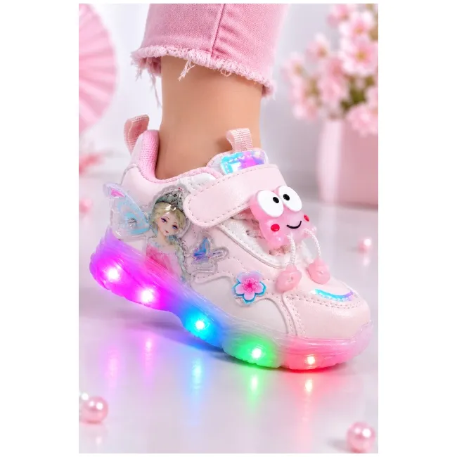 Pantofi sport cu luminite, model fairyland, piele ecologica, fete, roz ad30-77