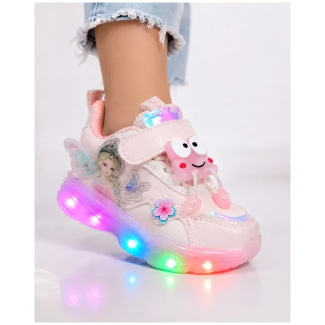 Pantofi sport cu luminite, model fairyland, piele ecologica, fete, roz ad30-77