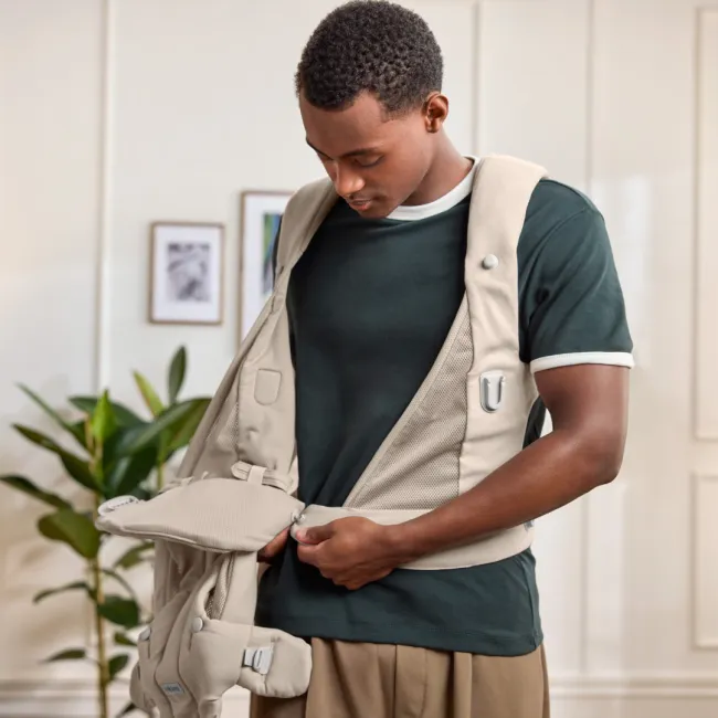 Baby Bjorn - Marsupiu ergonomic Baby Carrier Hold, Sand Gray, tesatura periata