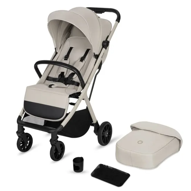 Carucior sport, Lionelo, Cloe Plus, Cu accesorii, Cadru din aluminiu, Pana la 22 kg, Usor, Pliere compacta pentru avion, cu o singura mana, Ideal pentru toate tipurile de suprafete, 6 luni+, Bej BYNLO-CLOE_PLUS_BEIGE_SAND