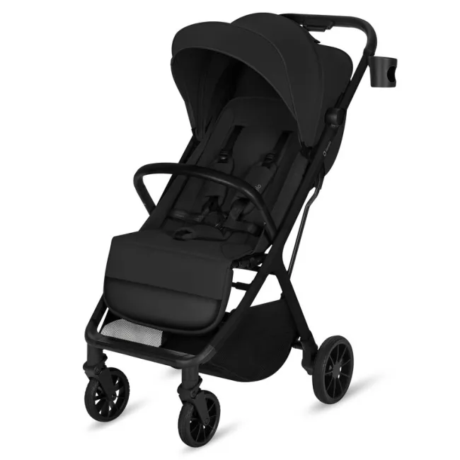 Carucior sport, Lionelo, Cloe Plus, Cu accesorii, Cadru din aluminiu, Pana la 22 kg, Usor, Pliere compacta pentru avion, cu o singura mana, Ideal pentru toate tipurile de suprafete, 6 luni+, Negru BYNLO-CLOE_PLUS_BLACK_ONYX