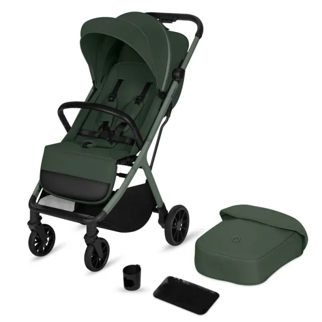 Carucior sport, Lionelo, Cloe Plus, Cu accesorii, Cadru din aluminiu, Pana la 22 kg, Usor, Pliere compacta pentru avion, cu o singura mana, Ideal pentru toate tipurile de suprafete, 6 luni+, Verde BYNLO-CLOE_PLUS_GREEN_SAGE