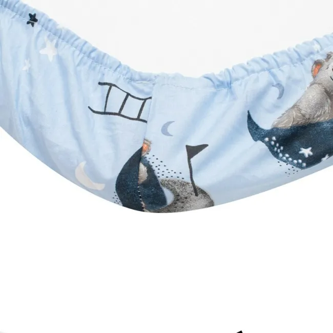 Cearceaf cu elastic, New Baby, Pentru landou, Din Bumbac certificat Oeko-Tex 100, 35 x 75 cm, 0 luni+, Teddy bear in space BYN56676