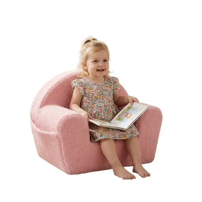 Fotoliu din burete, New Baby, Pentru copii, Cu buzunar lateral, Cu Husa detasabila, Din materiale certificate Oeko Tex Standard 100, Teddy Pink BYN59404
