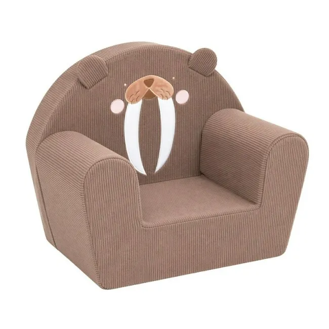 Fotoliu din burete, New Baby, Pentru copii, Din tesatura de catifea reiata, Cu husa detasabila, Materiale certificate Oeko Tex Standard 100, Morsa BYN59541