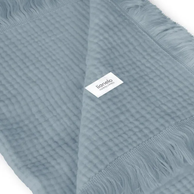 Muselina, Lionelo, Din bumbac, Lavabila la masina de spalat, Dimensiune mare 70x100 cm, Albastru BYNLO-MUSLIN_BLANKET_STONE_BLUE