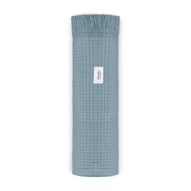 Muselina, Lionelo, Din bumbac, Lavabila la masina de spalat, Dimensiune mare 70x100 cm, Albastru BYNLO-MUSLIN_BLANKET_STONE_BLUE