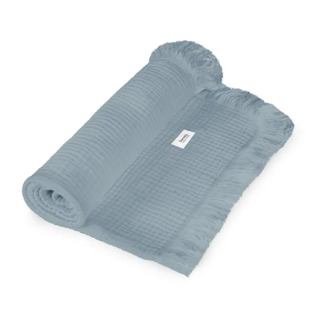 Muselina, Lionelo, Din bumbac, Lavabila la masina de spalat, Dimensiune mare 70x100 cm, Albastru BYNLO-MUSLIN_BLANKET_STONE_BLUE