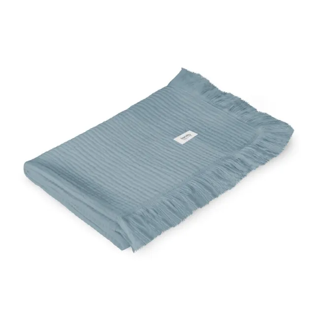Muselina, Lionelo, Din bumbac, Lavabila la masina de spalat, Dimensiune mare 70x100 cm, Albastru BYNLO-MUSLIN_BLANKET_STONE_BLUE