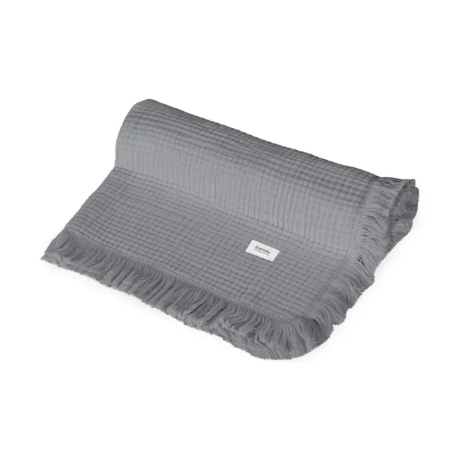 Muselina, Lionelo, Din bumbac, Lavabila la masina de spalat, Dimensiune mare 70x100 cm, Gri BYNLO-MUSLIN_BLANKET_DOVE_GREY