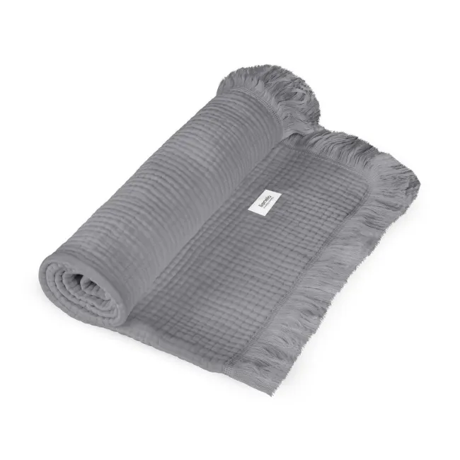 Muselina, Lionelo, Din bumbac, Lavabila la masina de spalat, Dimensiune mare 70x100 cm, Gri BYNLO-MUSLIN_BLANKET_DOVE_GREY