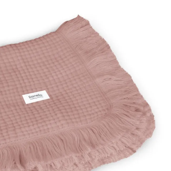 Muselina, Lionelo, Din bumbac, Lavabila la masina de spalat, Dimensiune mare 70x100 cm, Roz BYNLO-MUSLIN_BLANKET_DUSTY_PINK