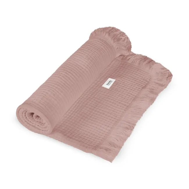 Muselina, Lionelo, Din bumbac, Lavabila la masina de spalat, Dimensiune mare 70x100 cm, Roz BYNLO-MUSLIN_BLANKET_DUSTY_PINK