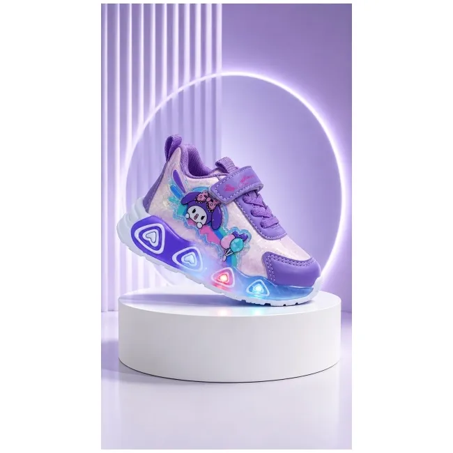 Pantofi sport cu luminite, model baloane, piele ecologica, fete, mov ad30-84