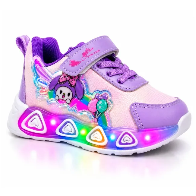 Pantofi sport cu luminite, model baloane, piele ecologica, fete, mov ad30-84