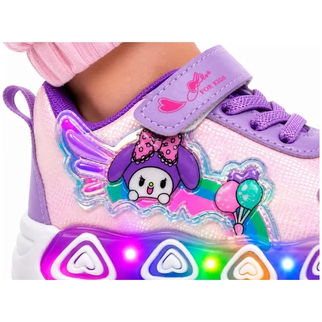 Pantofi sport cu luminite, model baloane, piele ecologica, fete, mov ad30-84