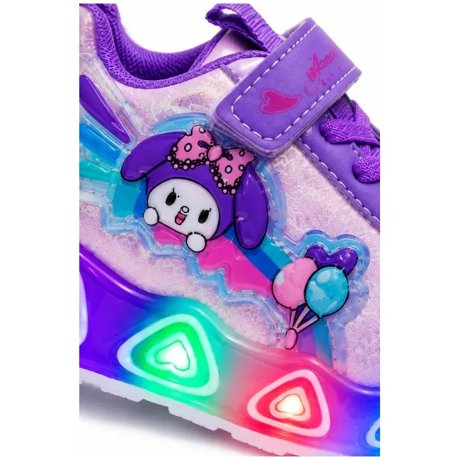 Pantofi sport cu luminite, model baloane, piele ecologica, fete, mov ad30-84