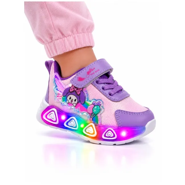 Pantofi sport cu luminite, model baloane, piele ecologica, fete, mov ad30-84
