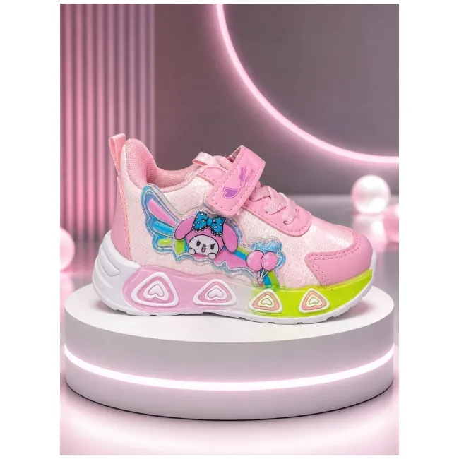 Pantofi sport cu luminite, model baloane colorate, piele ecologica, fete, roz ad30-85