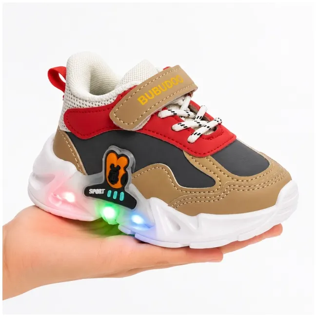 Pantofi sport cu luminite, model bubudoo 2, piele ecologica, baieti, multicolor ad30-90