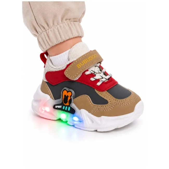 Pantofi sport cu luminite, model bubudoo 2, piele ecologica, baieti, multicolor ad30-90