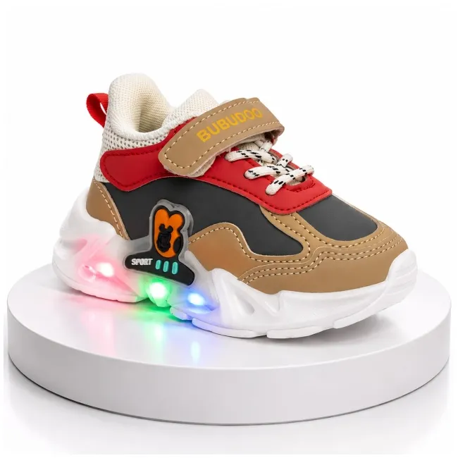 Pantofi sport cu luminite, model bubudoo 2, piele ecologica, baieti, multicolor ad30-90
