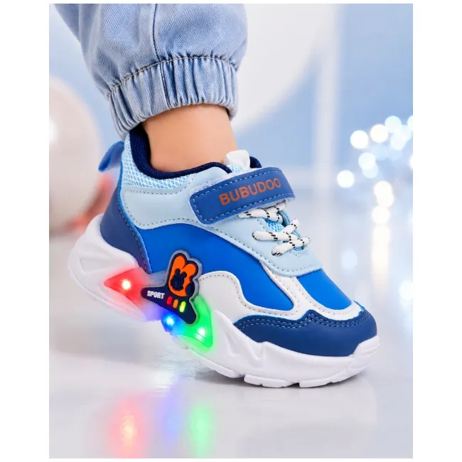 Pantofi sport cu luminite, model bubudoo 3, piele ecologica, baieti, albastru ad30-91