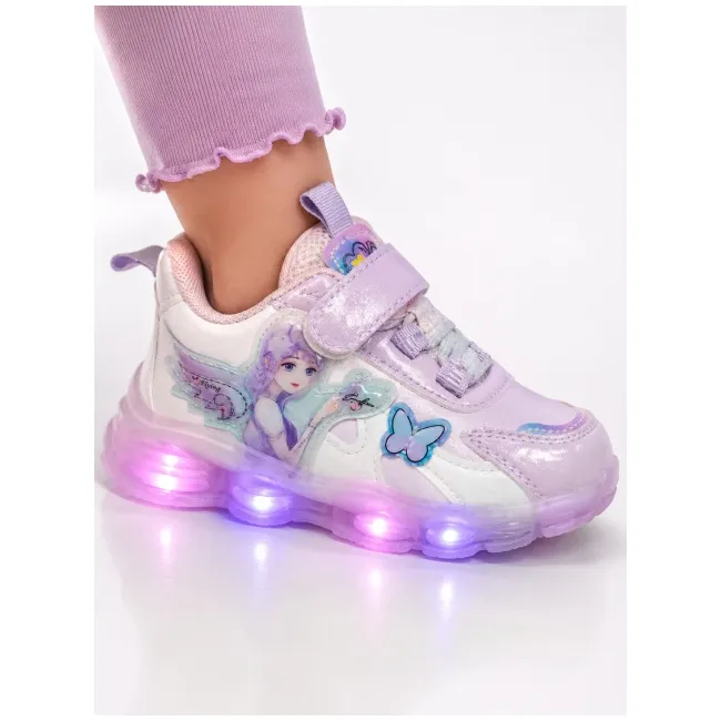 Pantofi sport cu luminite, model cu fluturas si zana, piele ecologica, fete, mov ad30-82-x