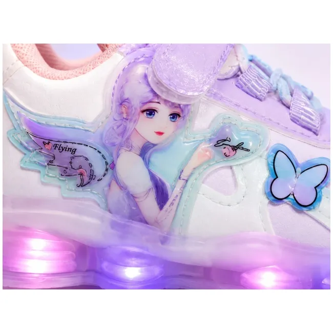 Pantofi sport cu luminite, model cu fluturas si zana, piele ecologica, fete, mov ad30-82-x