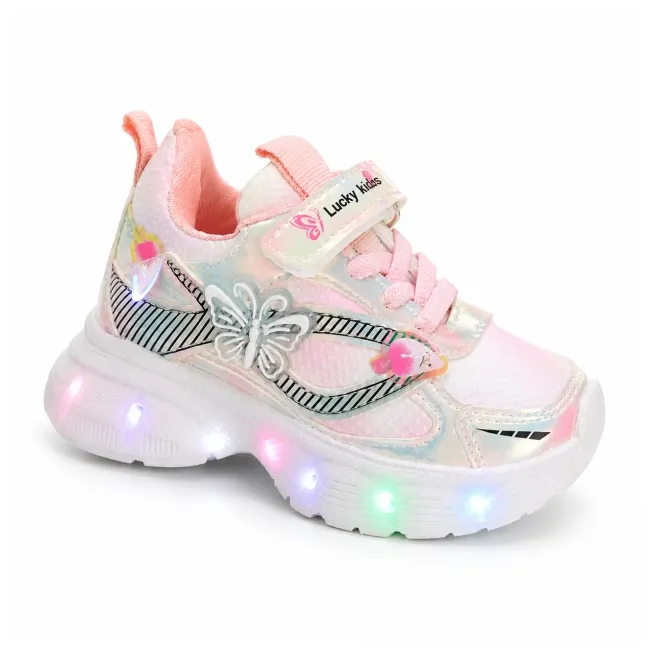 Pantofi sport cu luminite, model fluturas, piele ecologica, fete, roz ad30-100