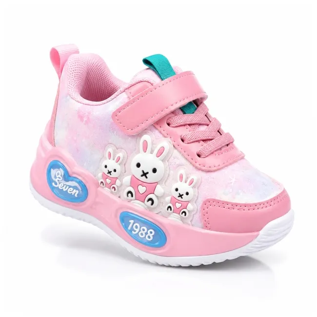 Pantofi sport cu luminite, model iepurasi, piele ecologica, fete, roz ad30-78-1